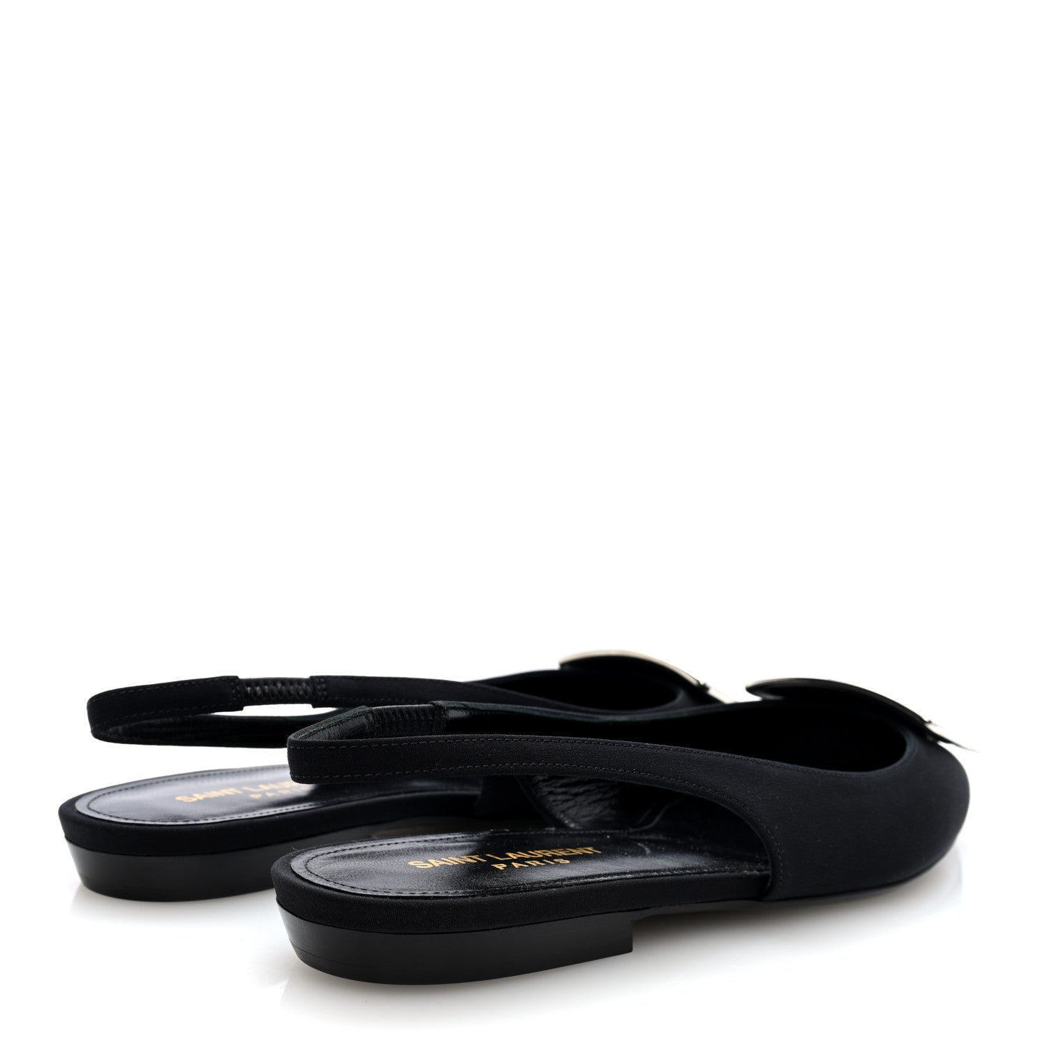 Crepe De Chine Vivi 10 Plate Slingback Flats 37.5 Black