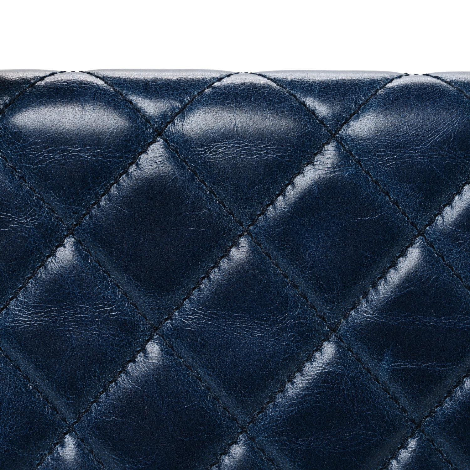 Glazed Calfskin Castle Rock Medium Flap Blue