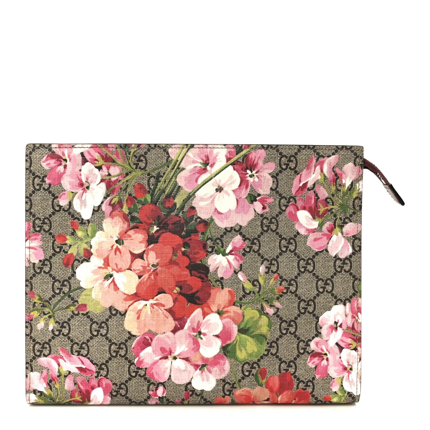 GG Supreme Monogram Blooms Large Cosmetic Case Beige Multicolor Dry Rose