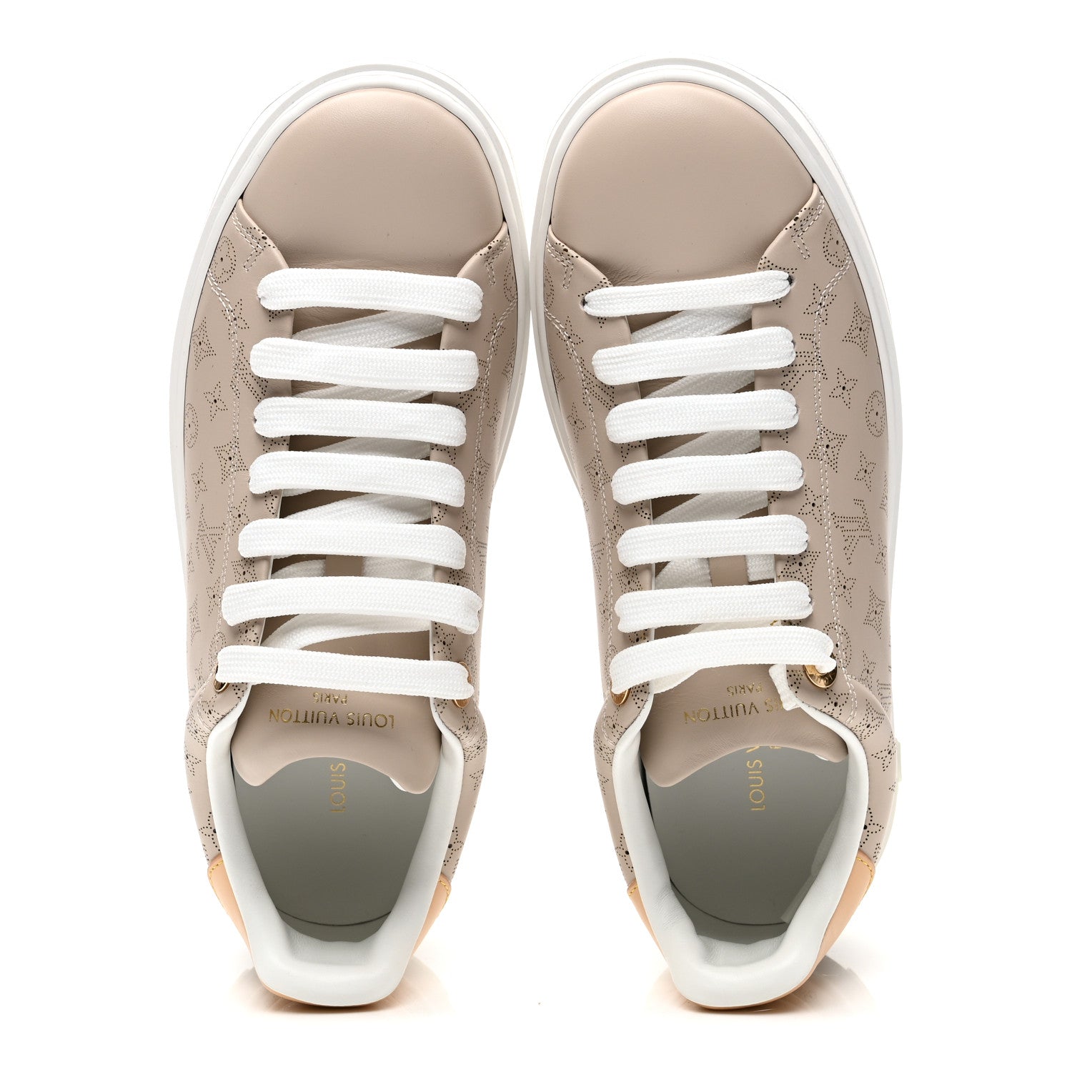 Calfskin Mahina Monogram Time Out Sneakers 39 Galet