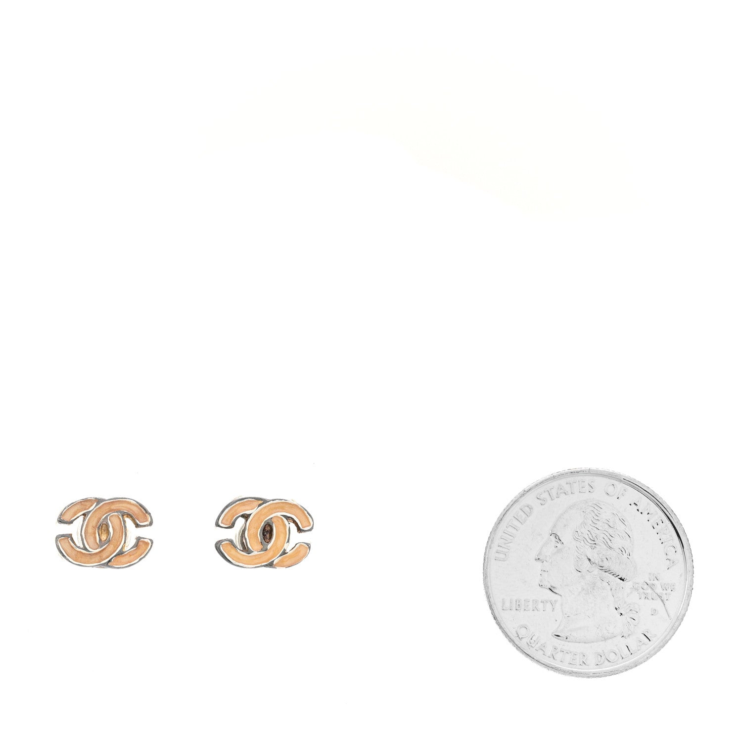Glitter Enamel CC Earrings Silver White