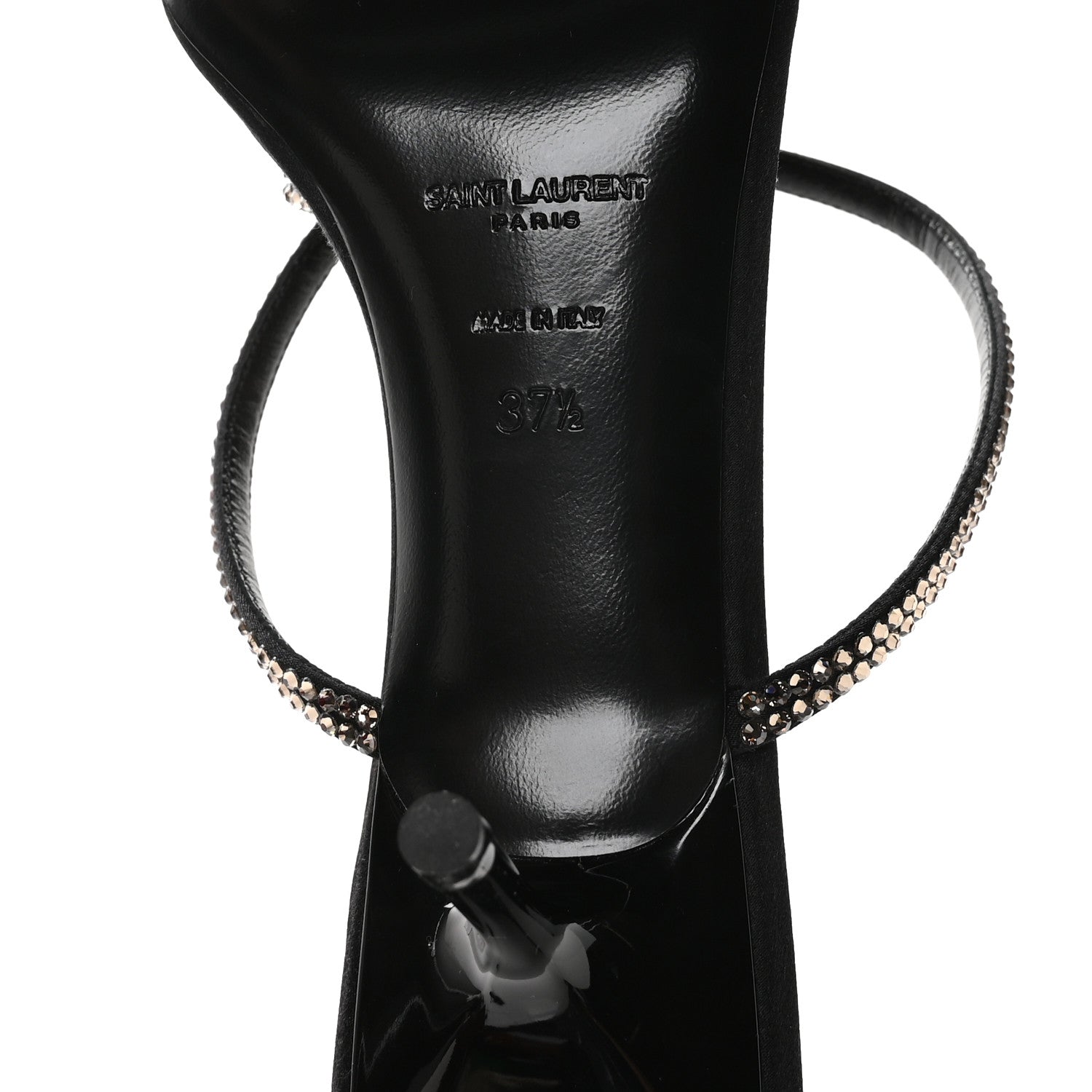 Crepe Satin Strass Baliqua 55 Ankle Strap Sandals 37.5 Black Greige