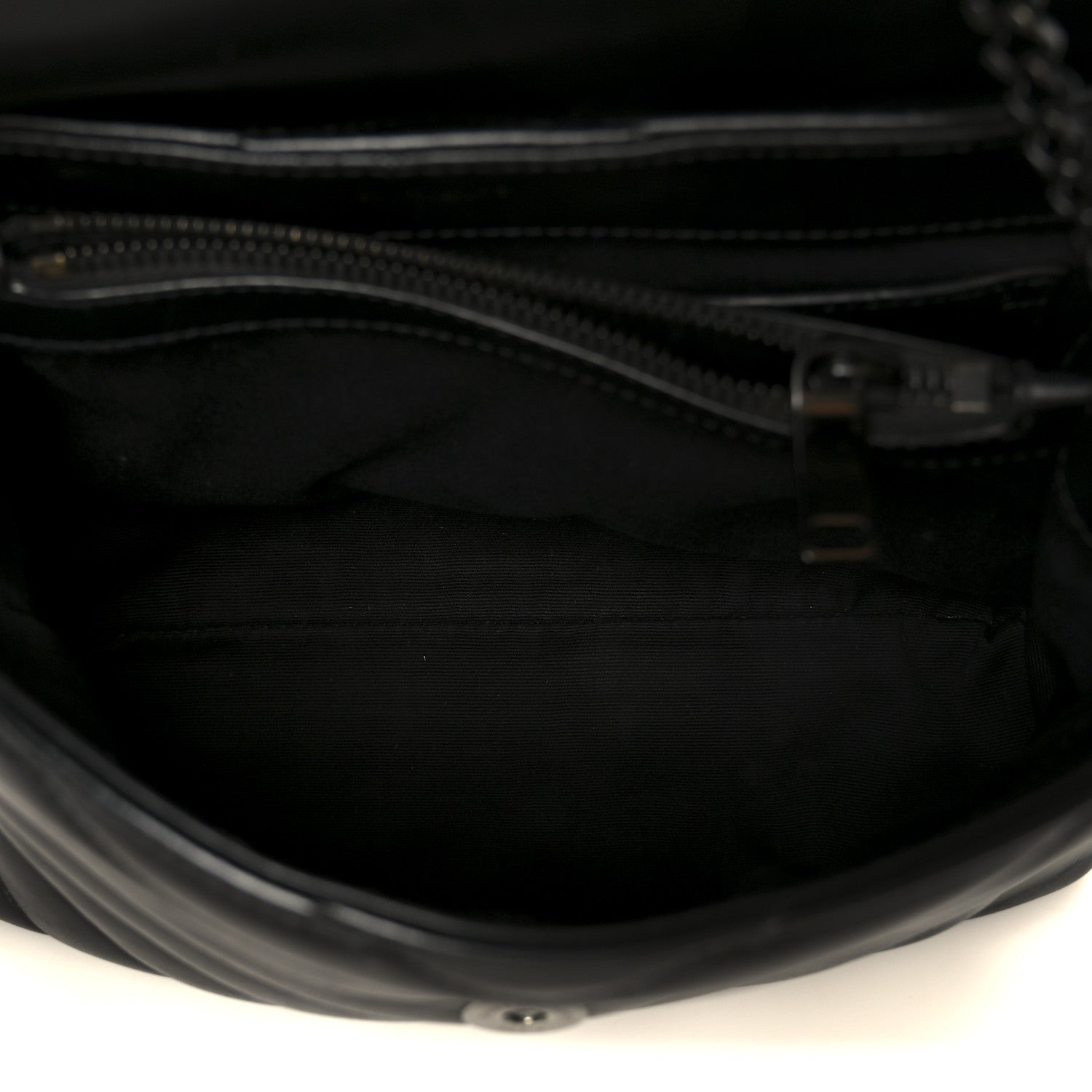 Calfskin Y Quilted Monogram Monochrome Small Loulou Chain Satchel Black