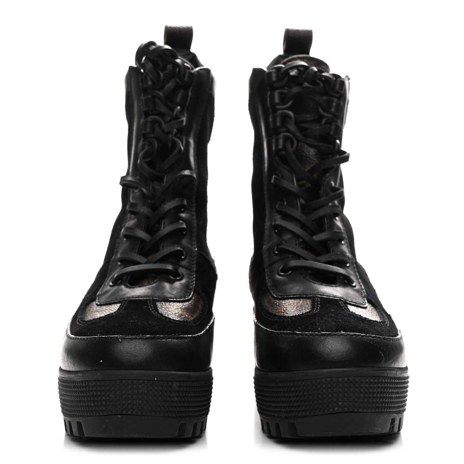 Suede Calfskin Monogram Laureate Platform Desert Boots 36 Black