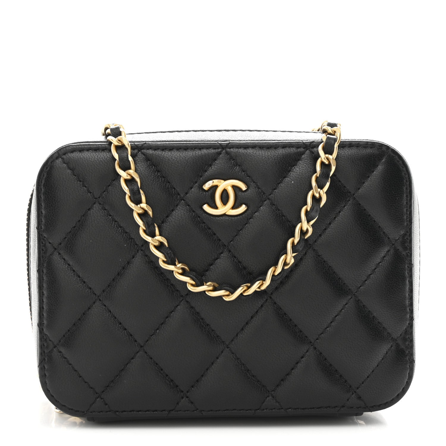 Lambskin Quilted CC Pearl Crush Camera Case Black