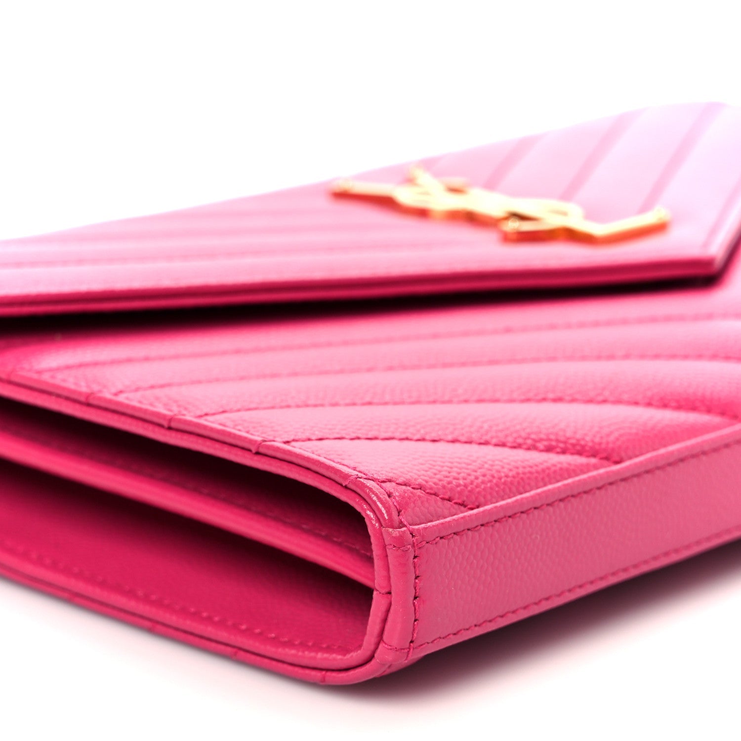 Grain De Poudre Matelasse Chevron Monogram Envelope Chain Wallet Bubblegum