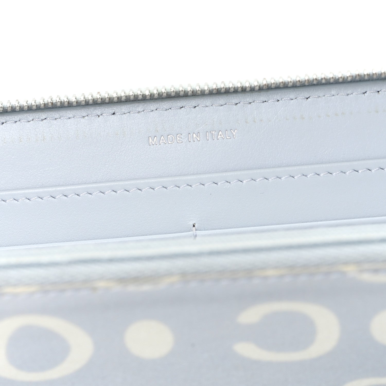 Caviar Quilted Coco Chanel Logo CC Large Gusset Zip Around Wallet Light Blue