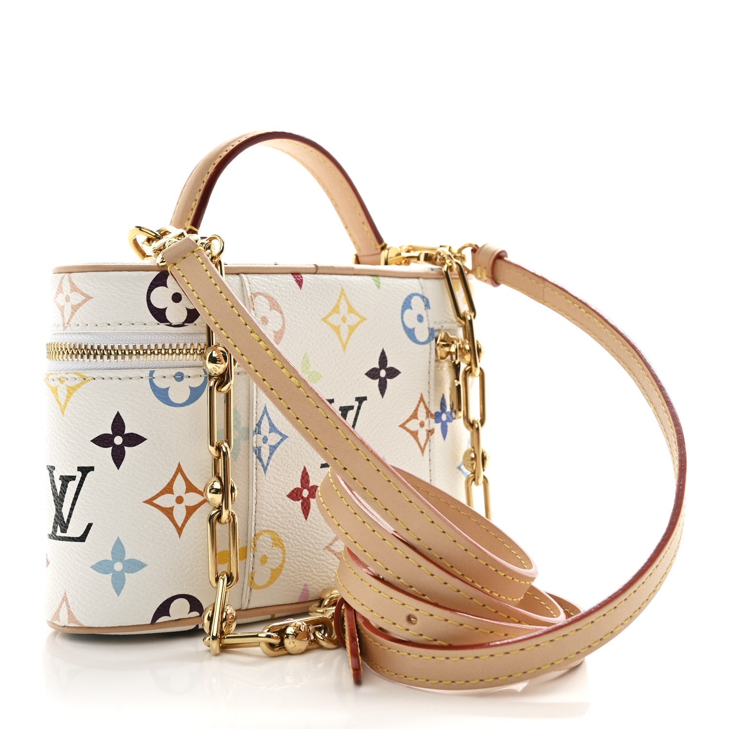 LV x TM Monogram Multicolor Vanity Chain Pouch White