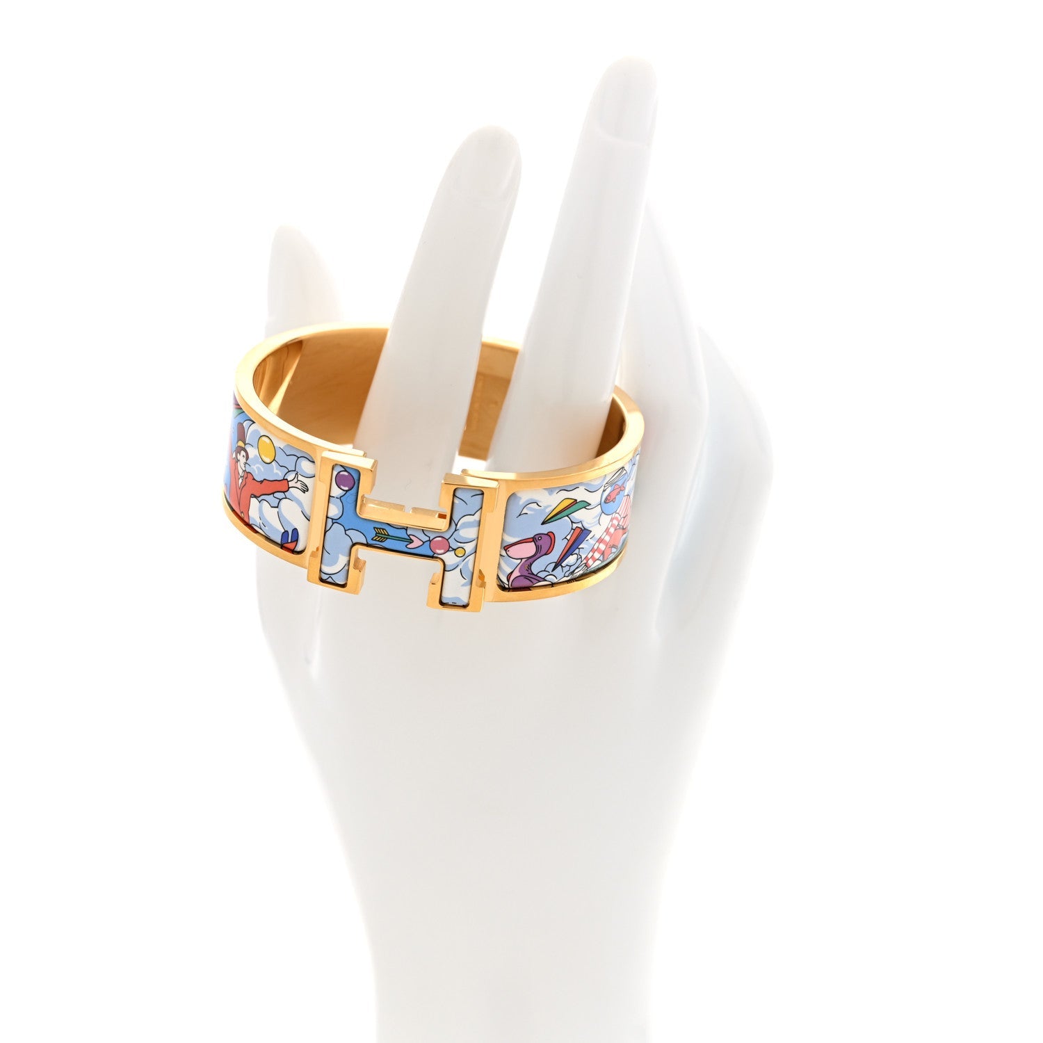 Enamel Printed Wide Dans Les Nuages Clic Clac H Bracelet PM Flamboyante