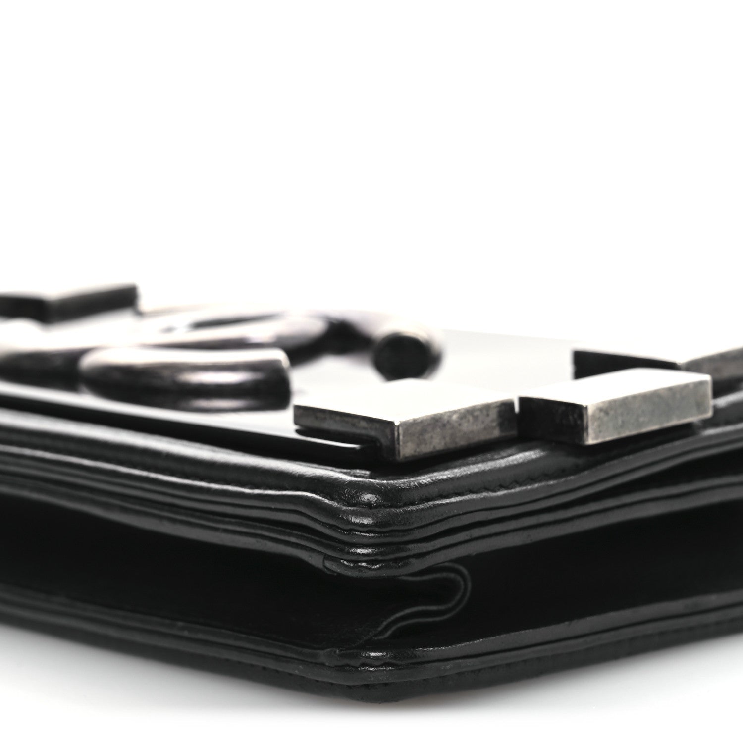 Calfskin Plexiglass Horizontal Boy Brick Flap Black