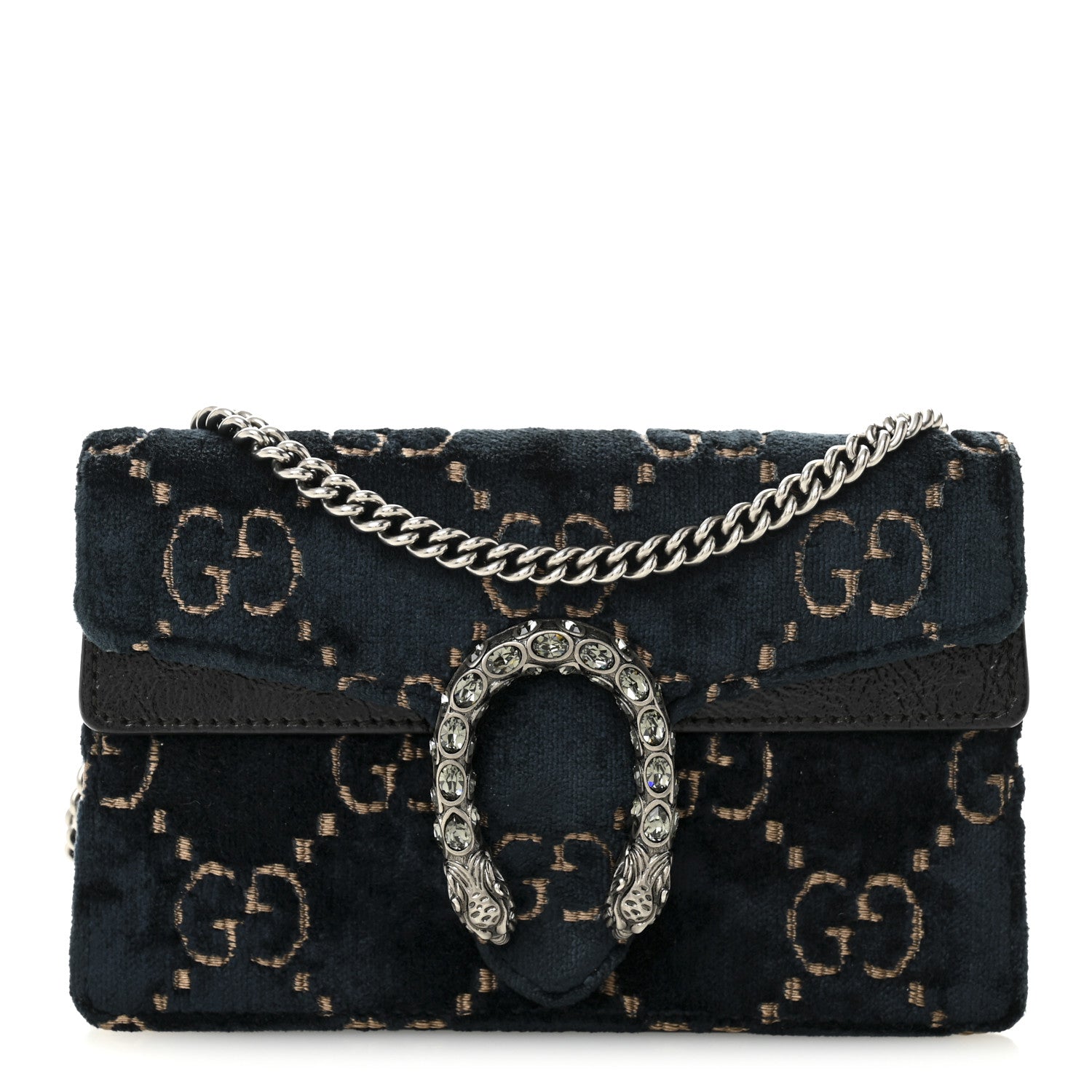 Velvet GG Monogram Super Mini Dionysus Shoulder Bag Blue Beige Black