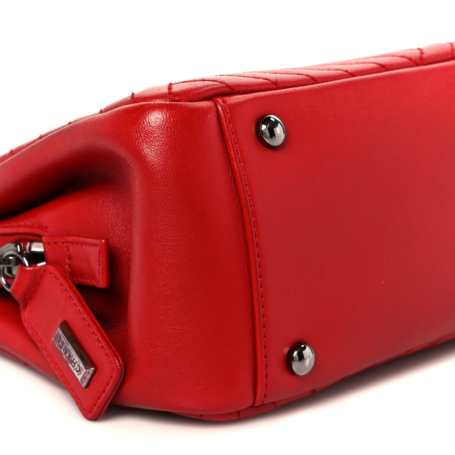 Lambskin Quilted CC Crossing Shopping Tote Red