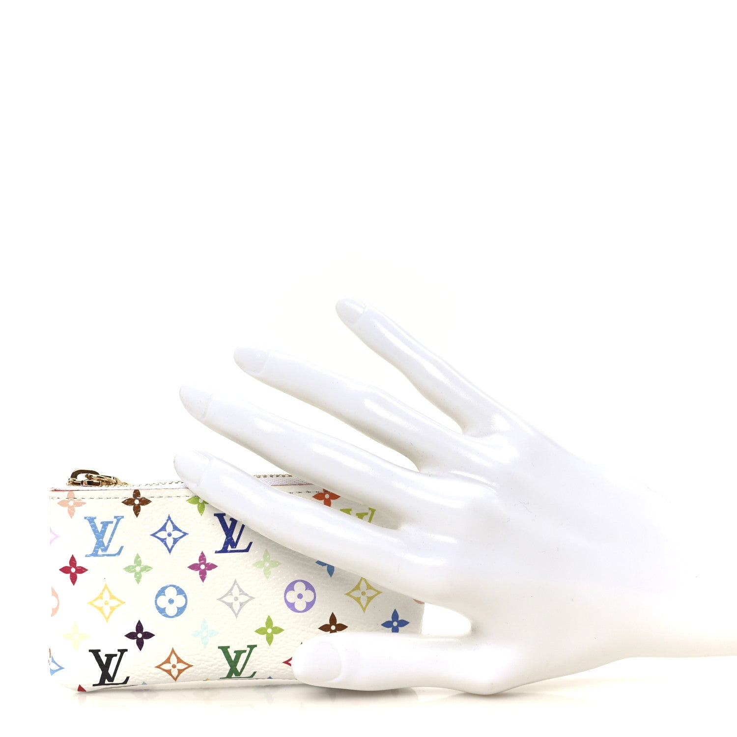 LV X TM Monogram Multicolor Key Pouch White