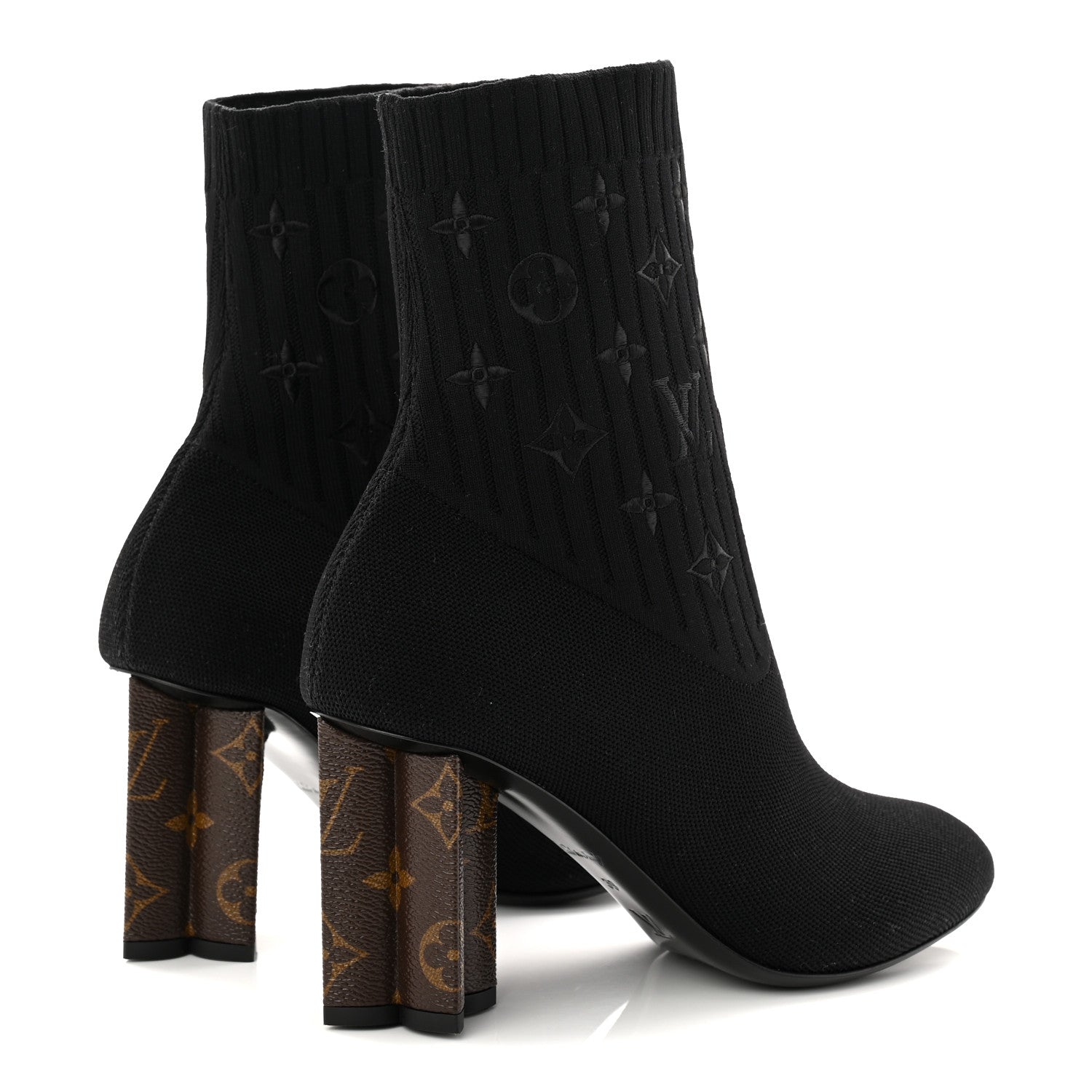 Monogram Stretch Fabric Silhouette Ankle Boots 39 Black