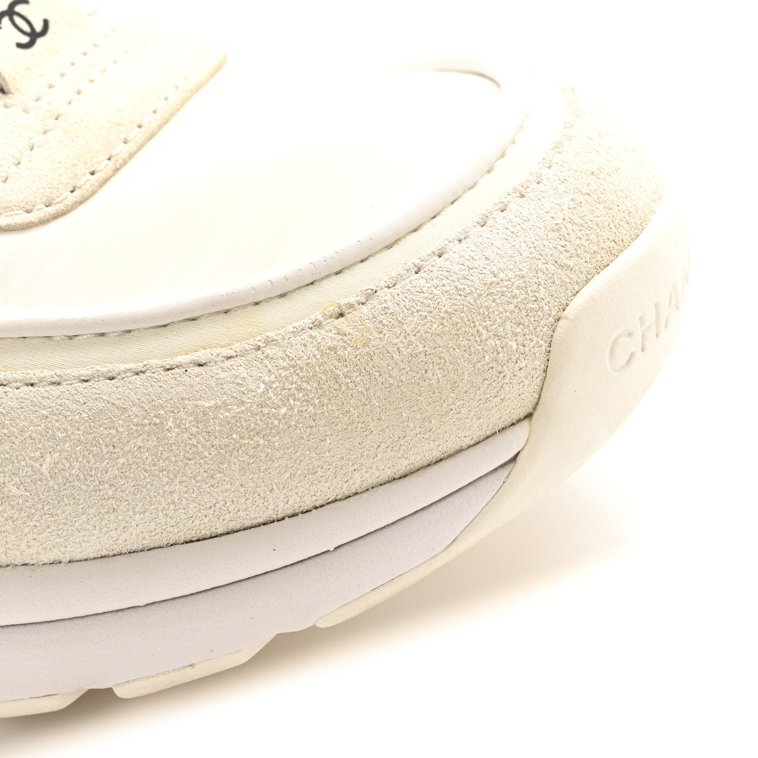 Suede Calfskin Fabric CC Sneakers 39.5 White