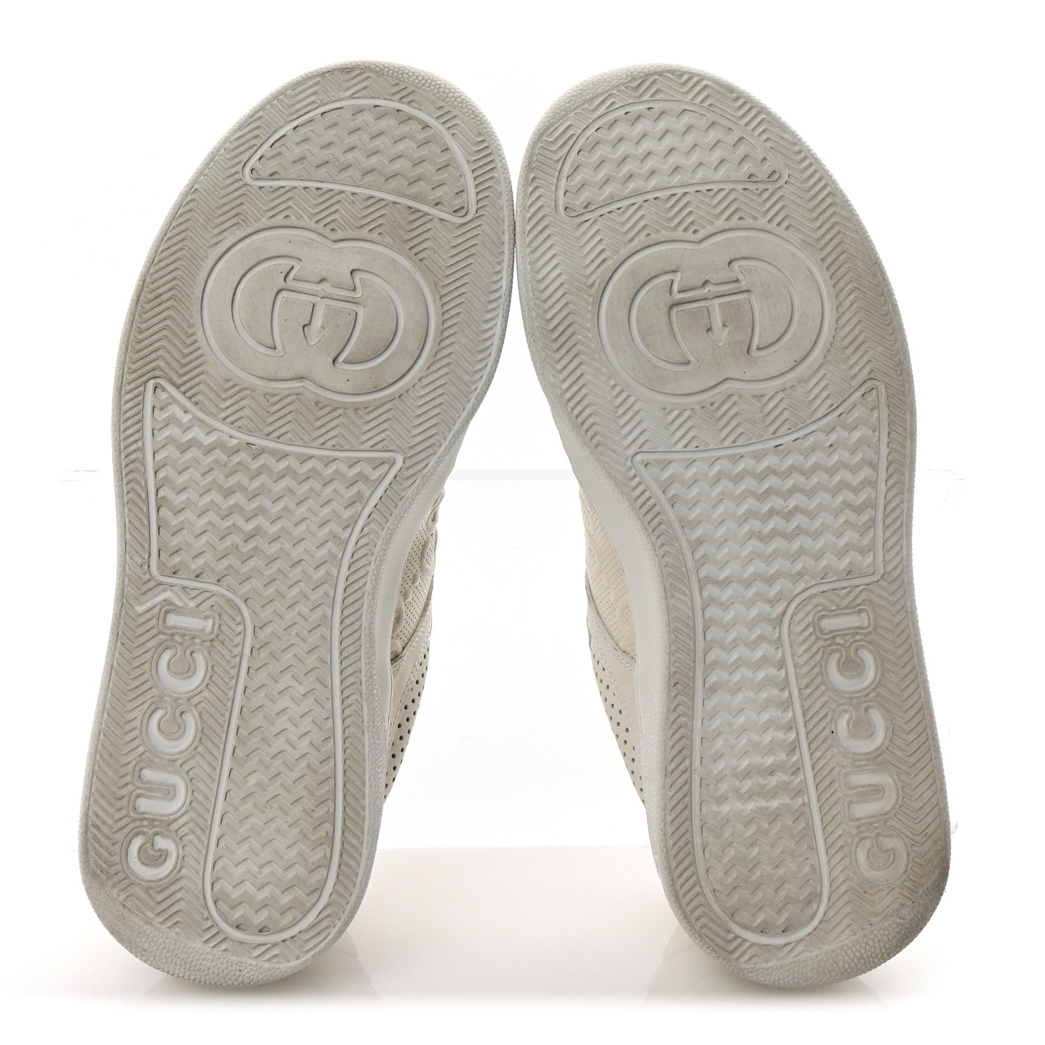 Calfskin GG Tennis Embossed Perforated Womens Platform 55mm Sneakers 38 Great White