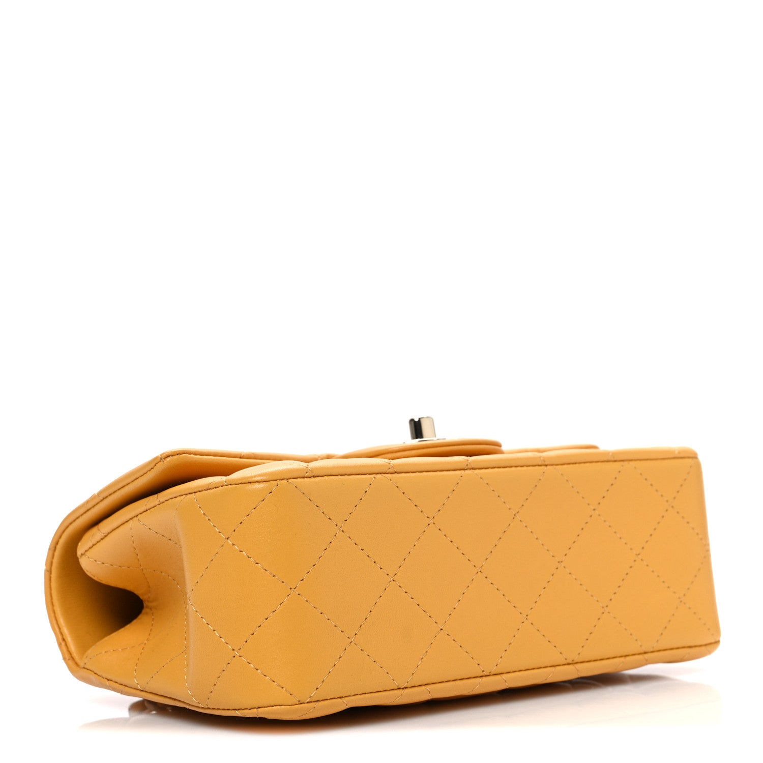 Lambskin Quilted Mini Top Handle Rectangular Flap Yellow