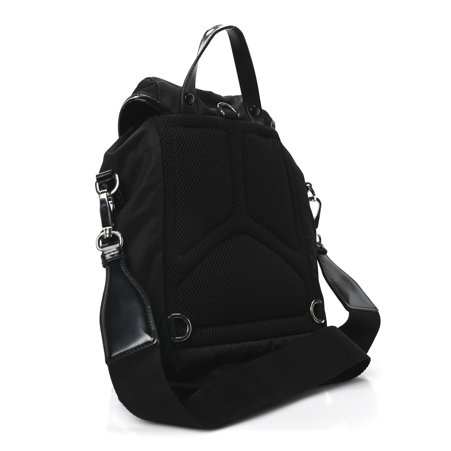 Nylon Brushed Calfskin Mini Sling Backpack  Black