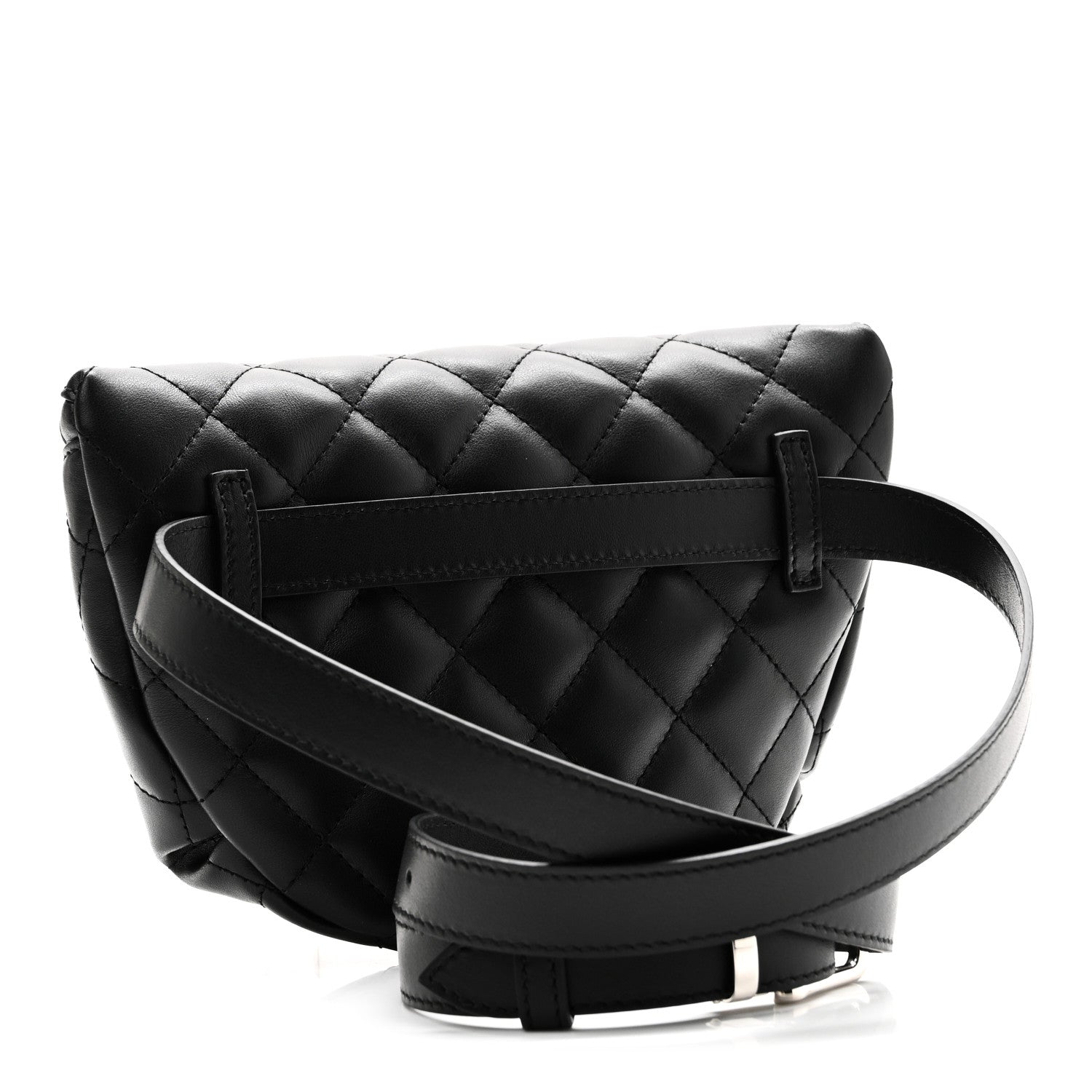 Calfskin Quilted Waist Belt Bag Black