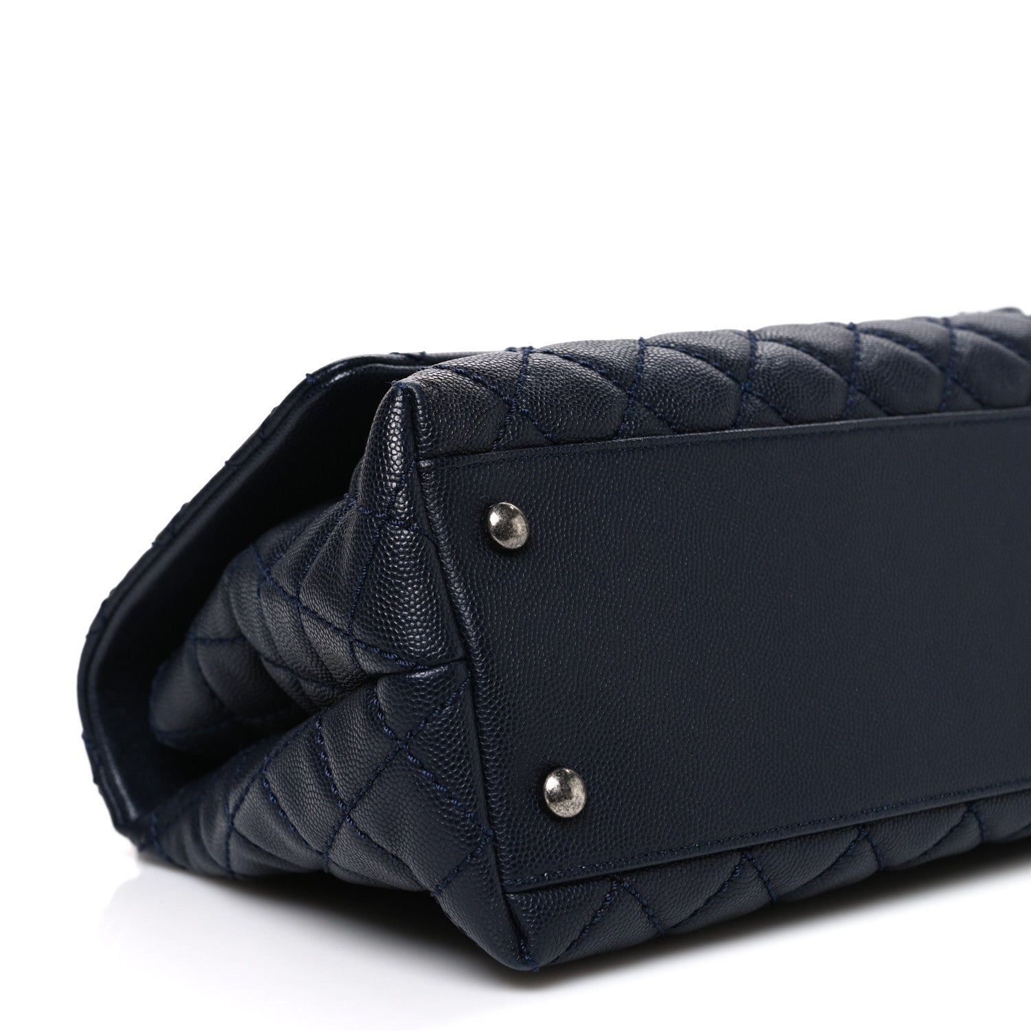 Caviar Quilted Small Coco Handle Flap Navy