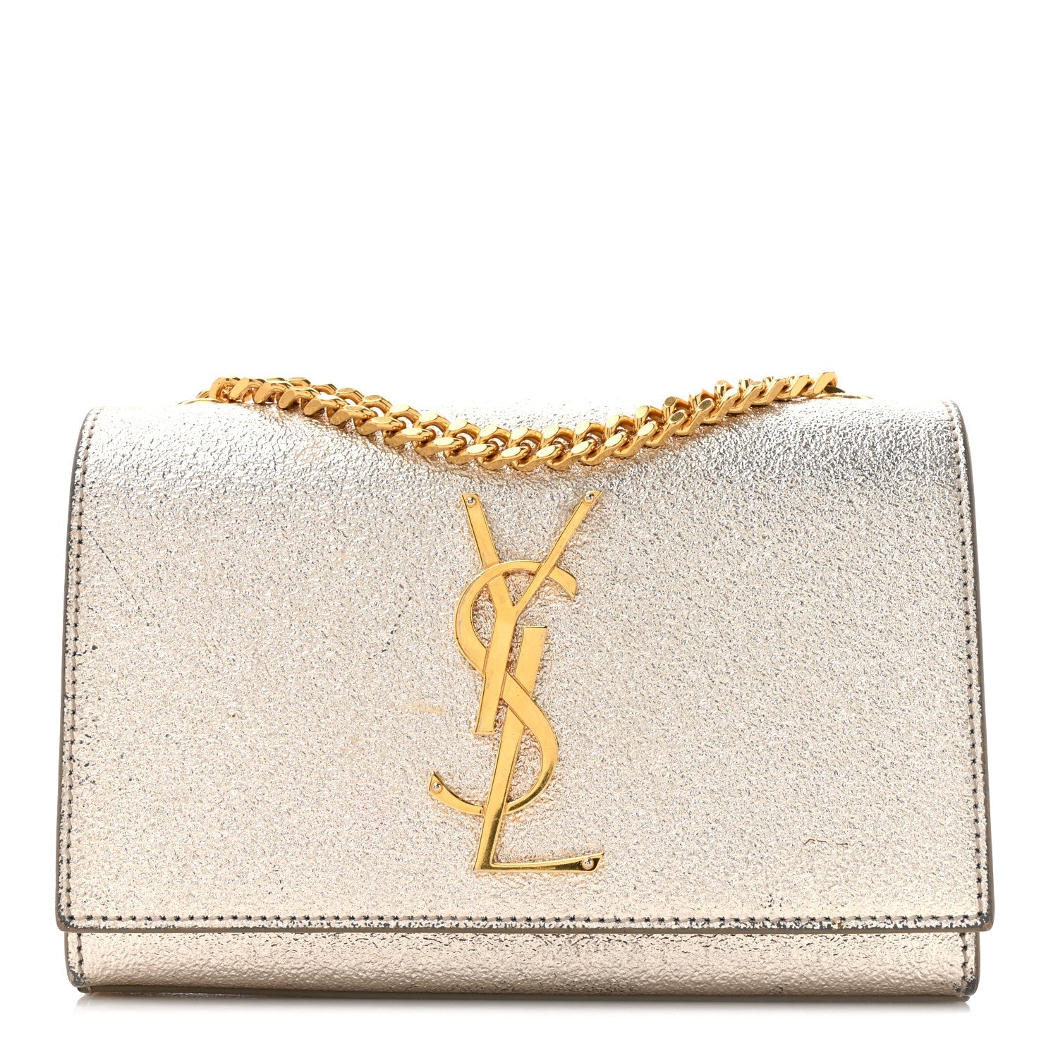 Metallic Calfskin Small Classic Monogram Kate Satchel Platine