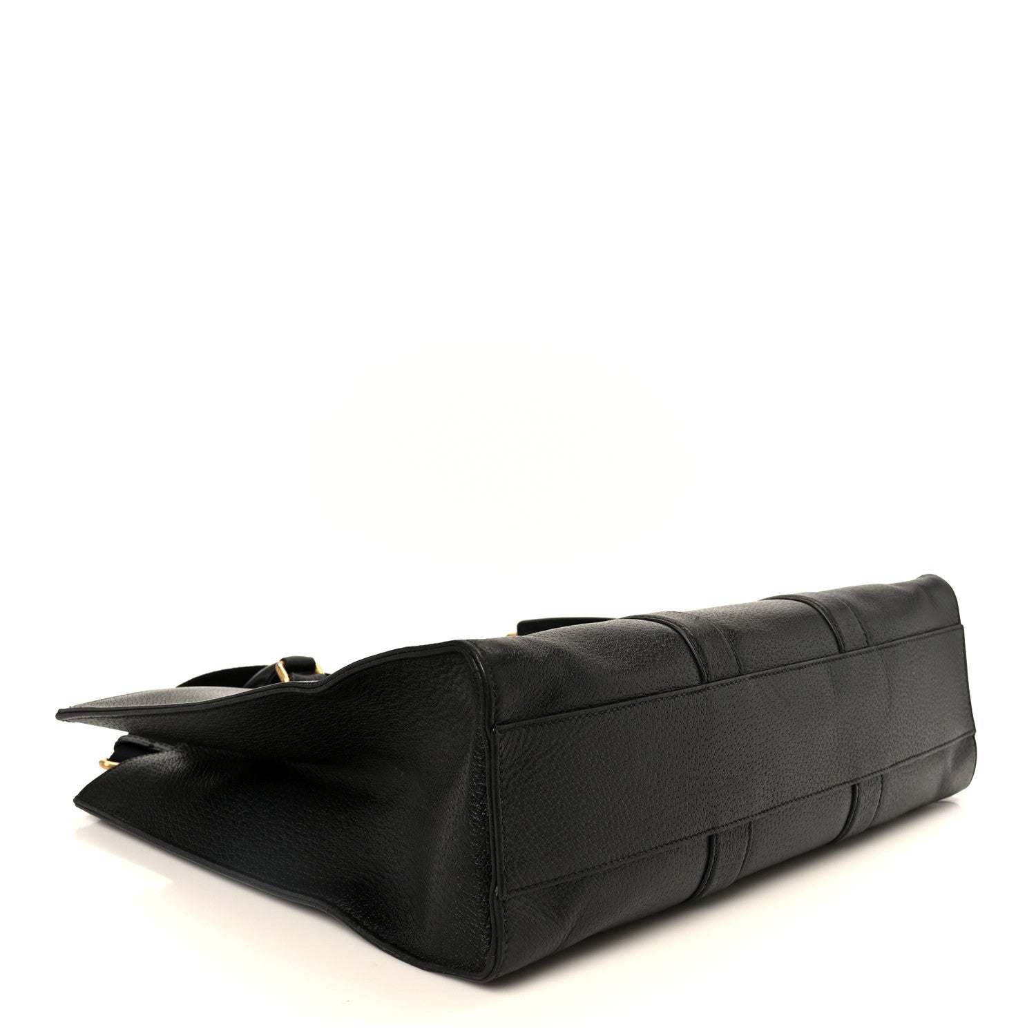 Grained Calfskin Web Top Handle Tote Black