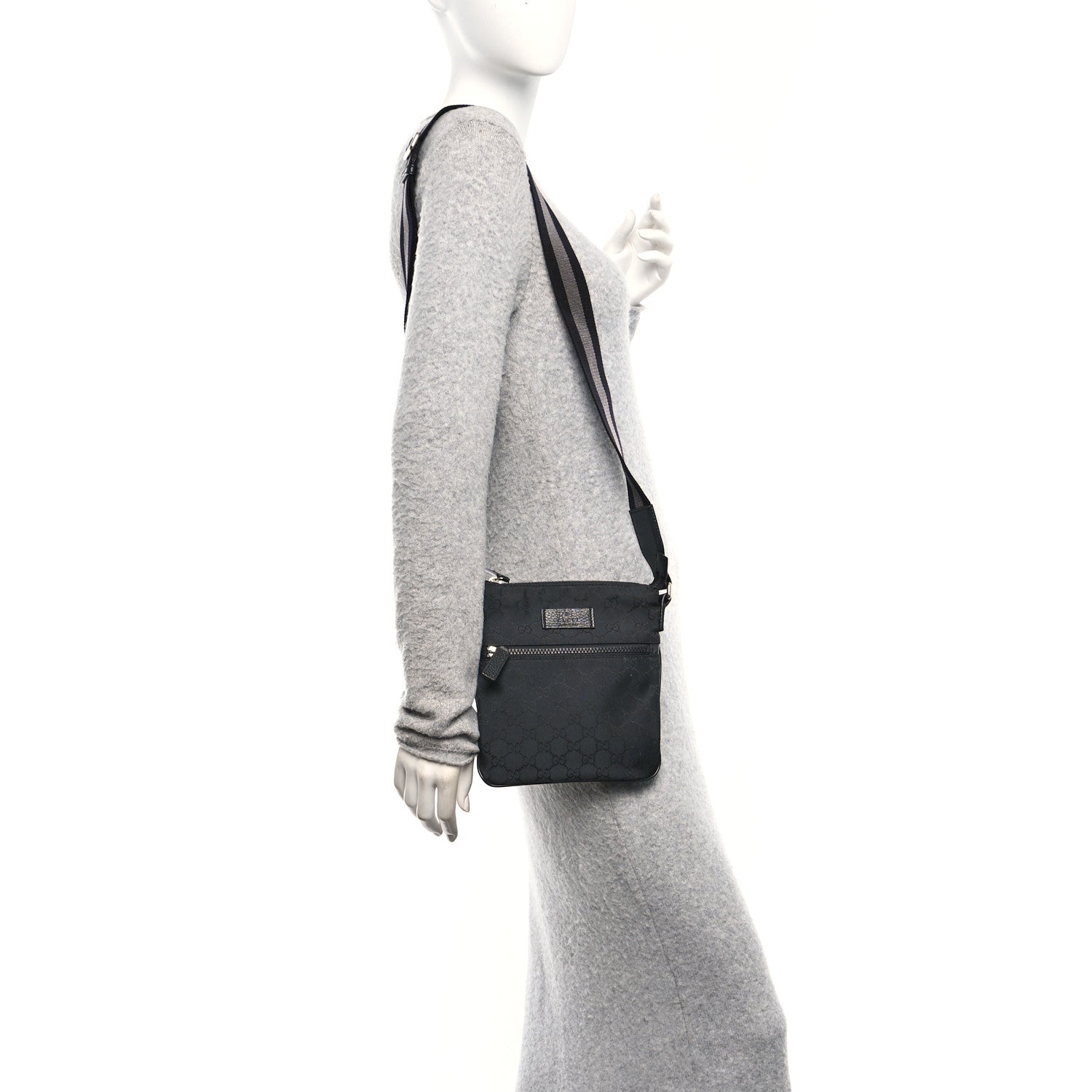 Nylon Monogram Mini Flat Messenger Bag Black