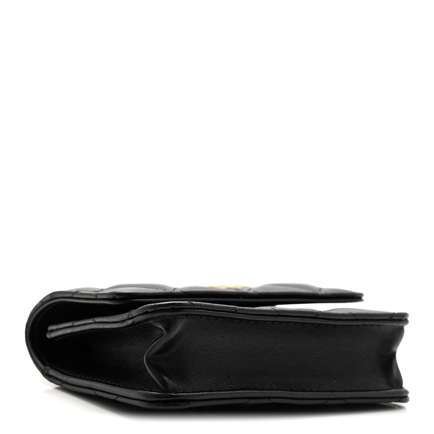 Lambskin Quilted CC Hook Card Holder Black