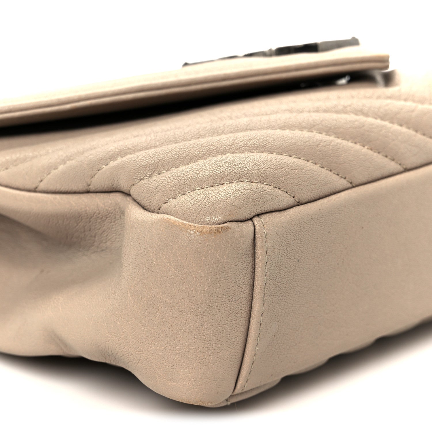 Sheepskin Matelasse Chevron Monogram Medium College Bag Taupe