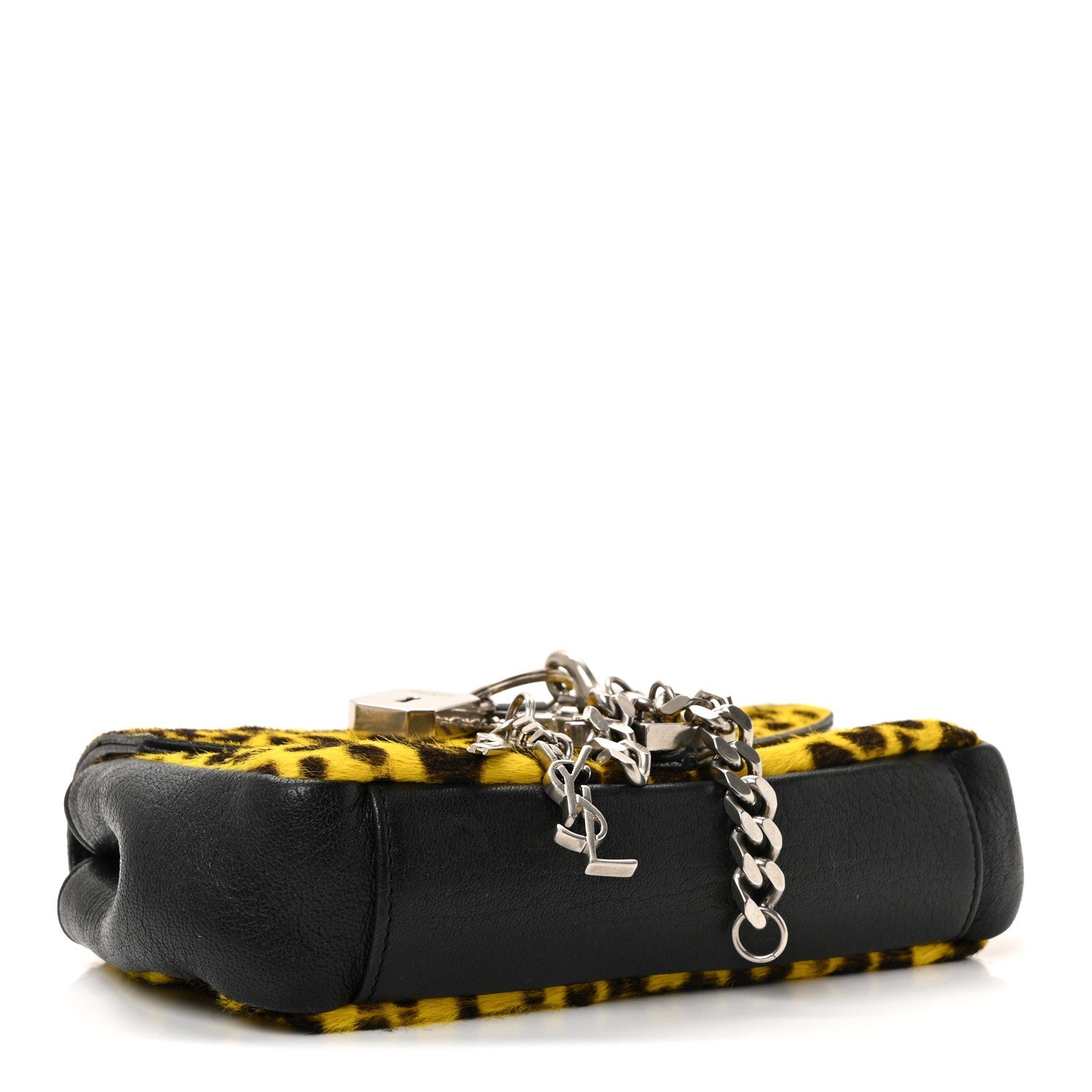Pony Hair Calfskin Monogram Leopard Print Baby Punk Chain Bag Yellow