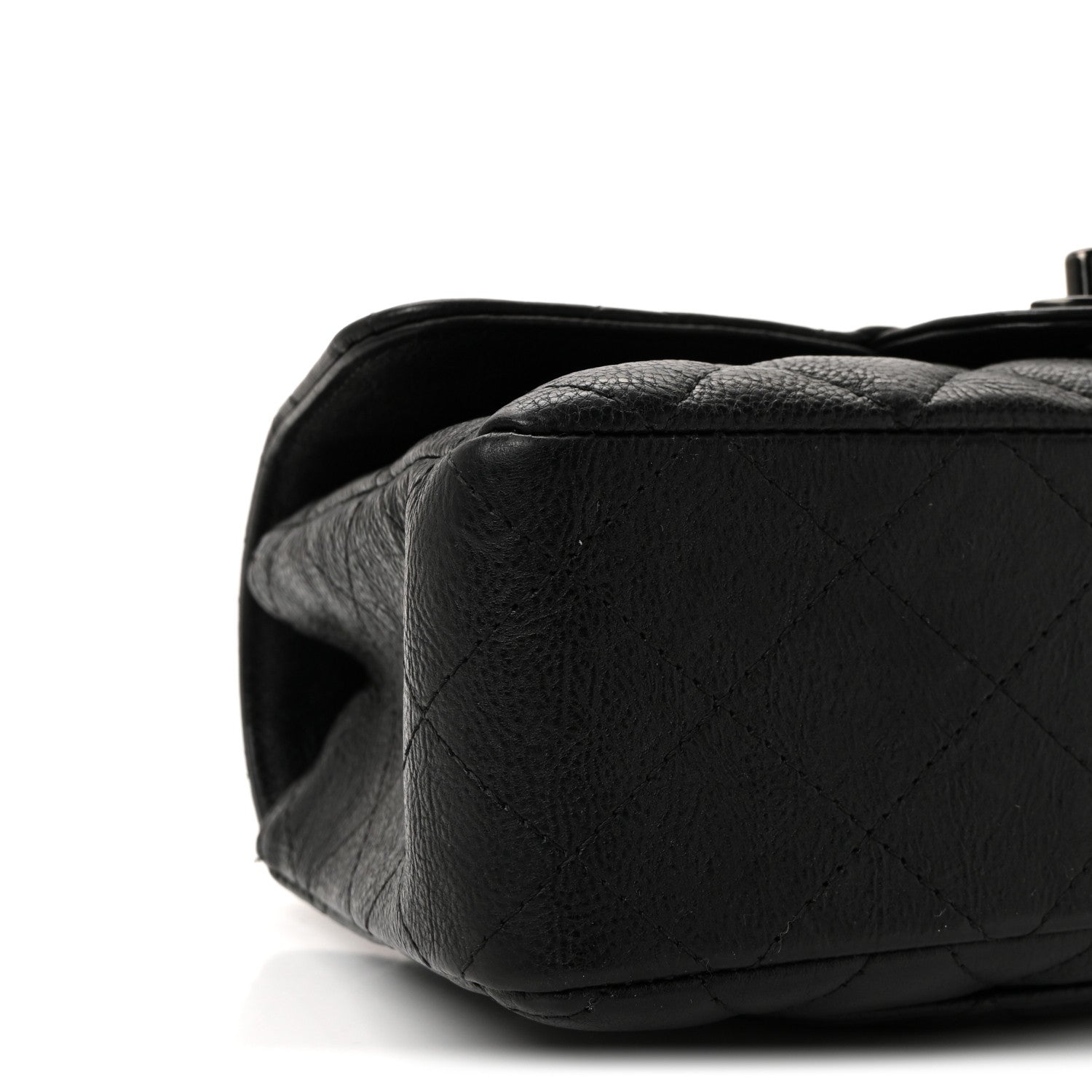 Crumpled Calfskin Quilted Mini Rectangular Flap So Black