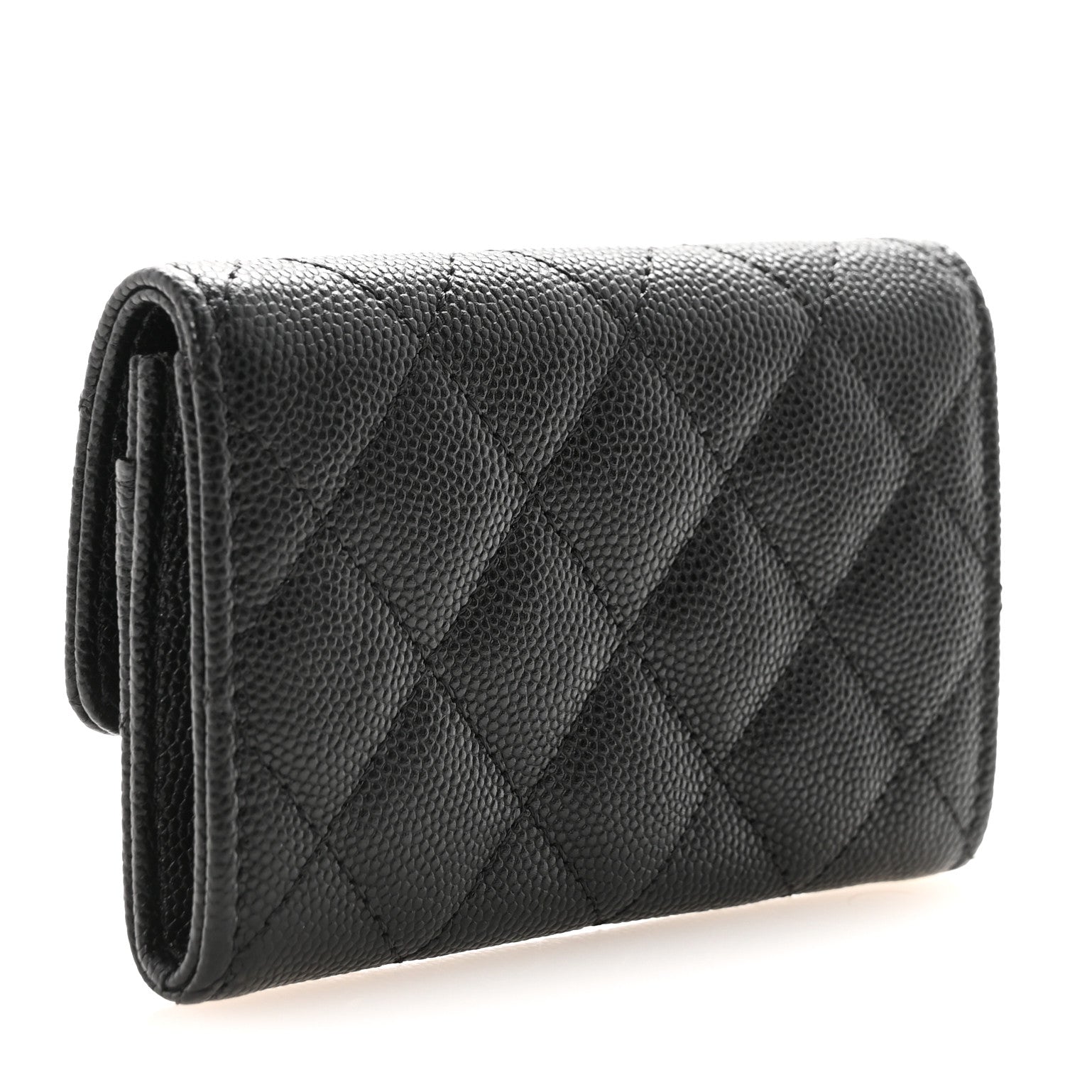 Caviar Quilted CC Flap Card Holder Black