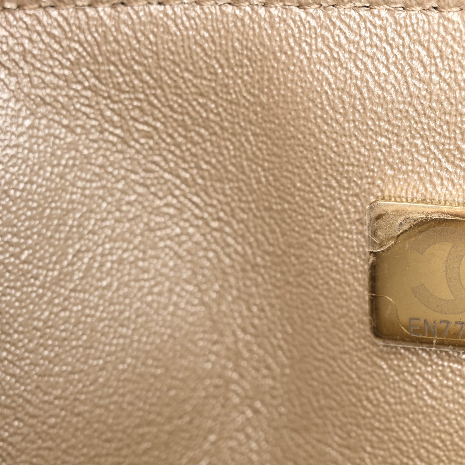 Metallic Goatskin Quilted Mini Rectangular Flap Gold
