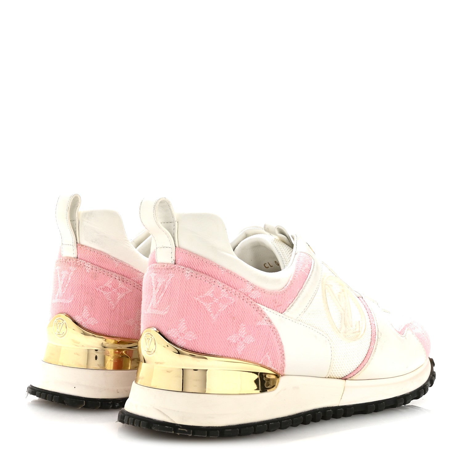 Calfskin Monogram Denim Run Away Sneakers 37.5 Pink