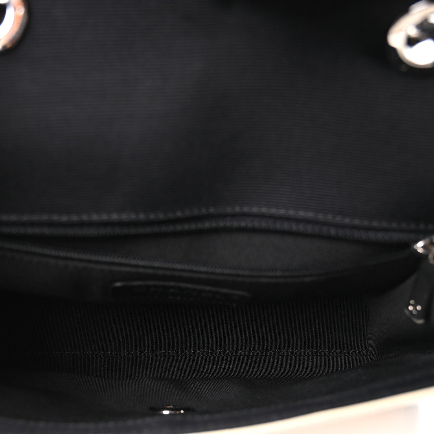 Aged Calfskin Grosgrain Quilted Chain CC Flap Ivory Black