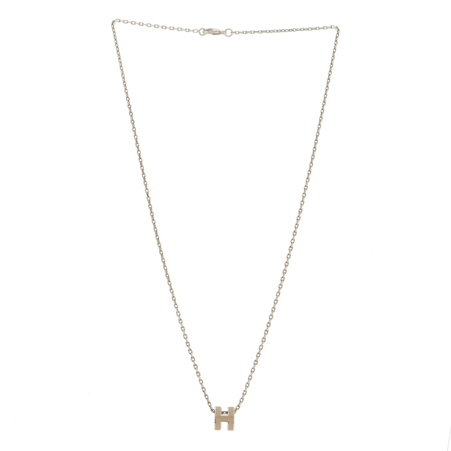 Palladium Mini Pop H Pendant Necklace Marron Glace
