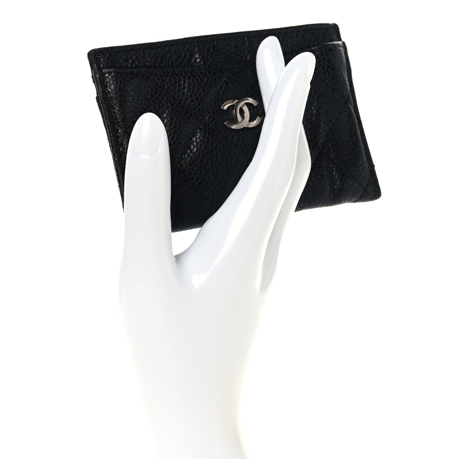 Caviar Quilted Card Holder Black