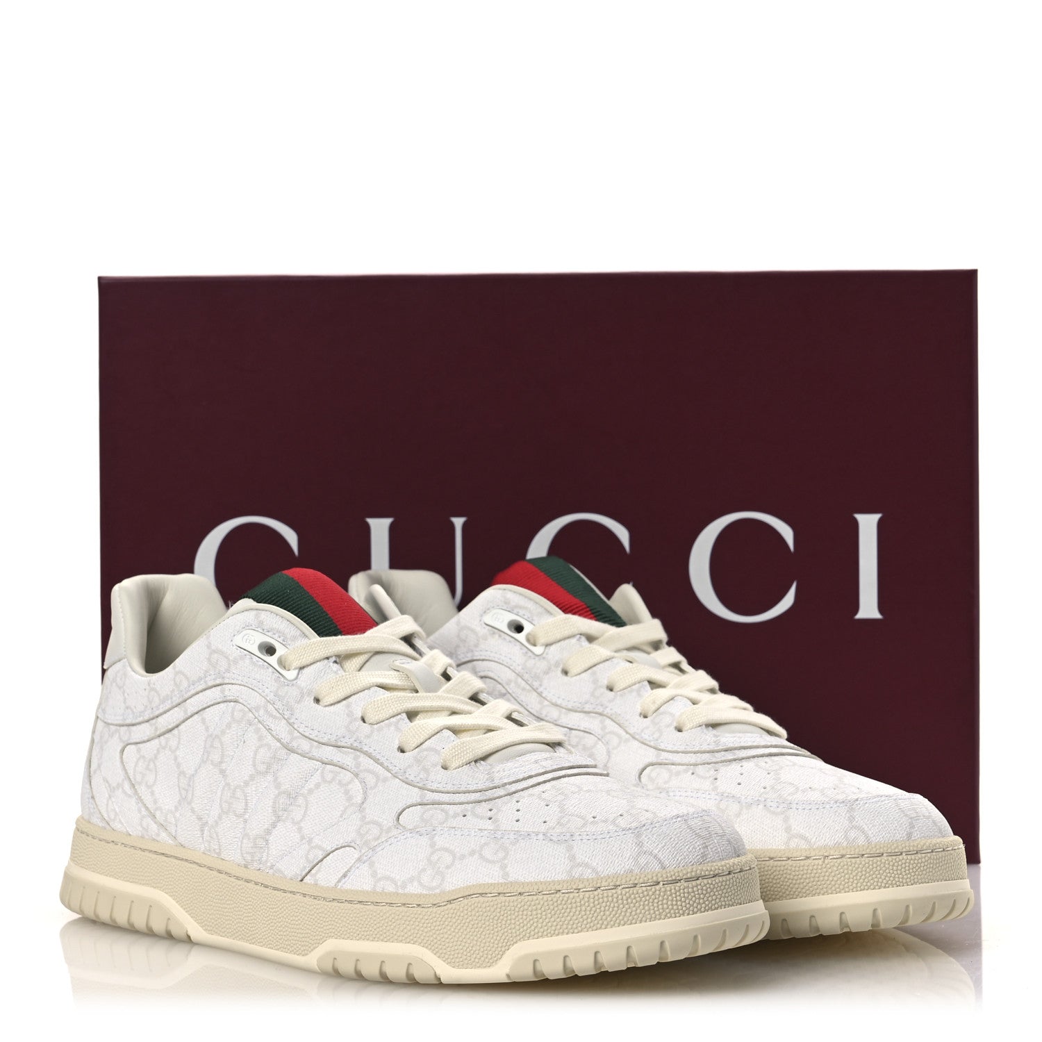 GG Supreme Monogram Womens Re-Web Sneakers 11.5 White