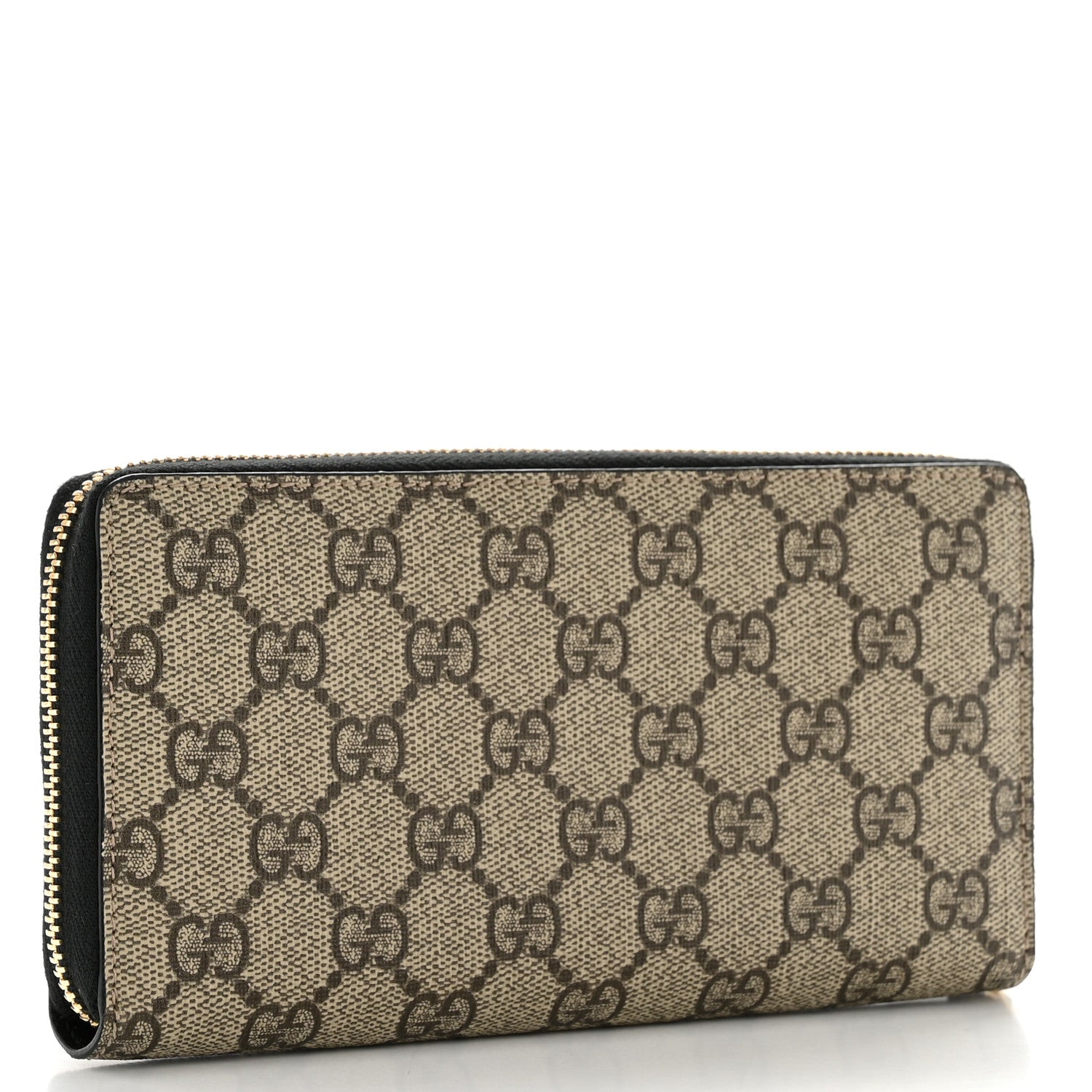 Dollar Calfskin GG Supreme Monogram GG Marmont Zip Around Wallet Black Beige Ebony