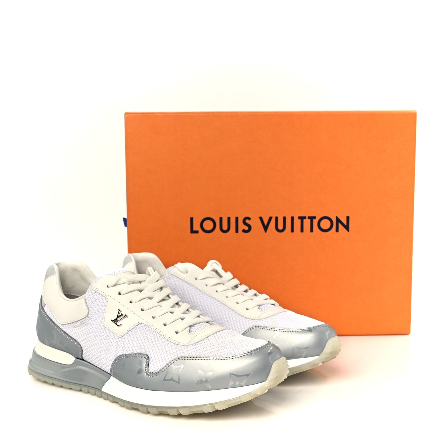 Technical Mesh Metallic Monogram Mens Run Away Sneakers 7 White