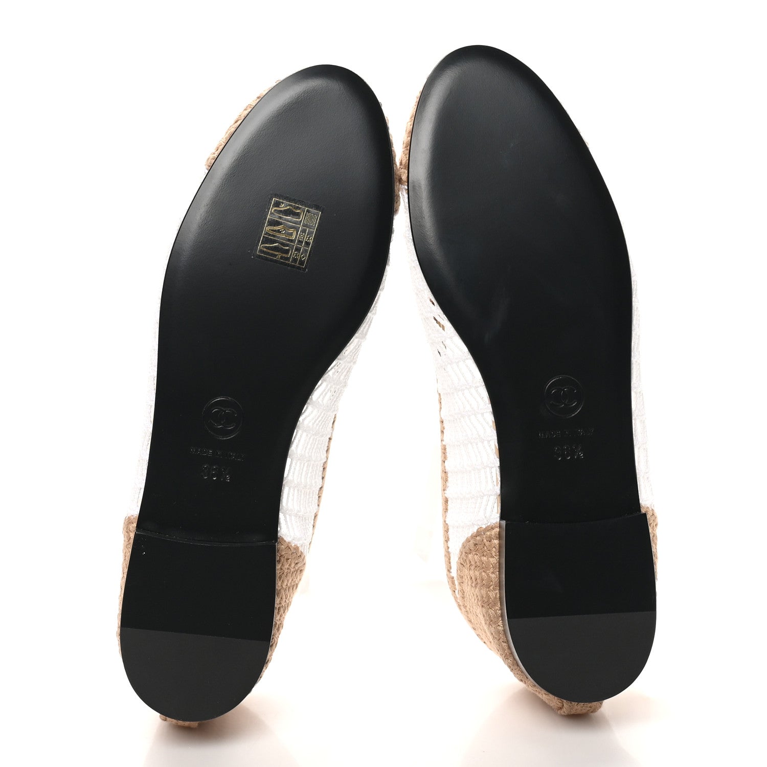 Raffia CC Cap Toe Ballerina Flats 36.5 White Beige
