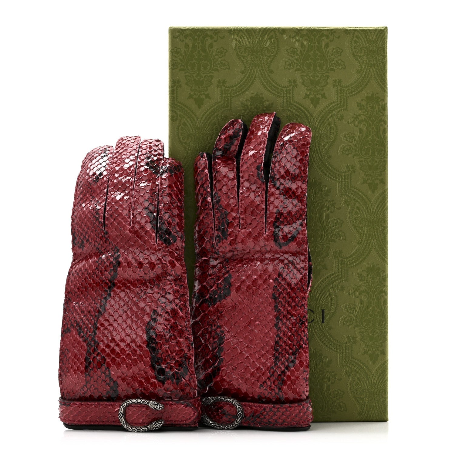 Snakeskin Lambskin Dionysus Gloves 6.5 Red