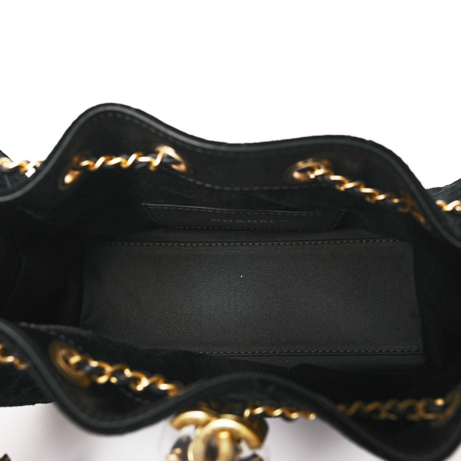 Suede Quilted Mini Chanel 25 Handbag Black
