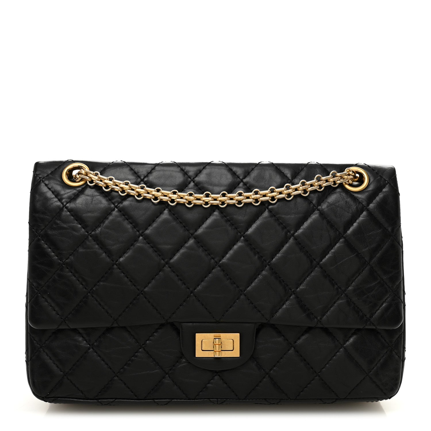 Aged Calfskin Quilted 2.55 Reissue 226 Flap Black