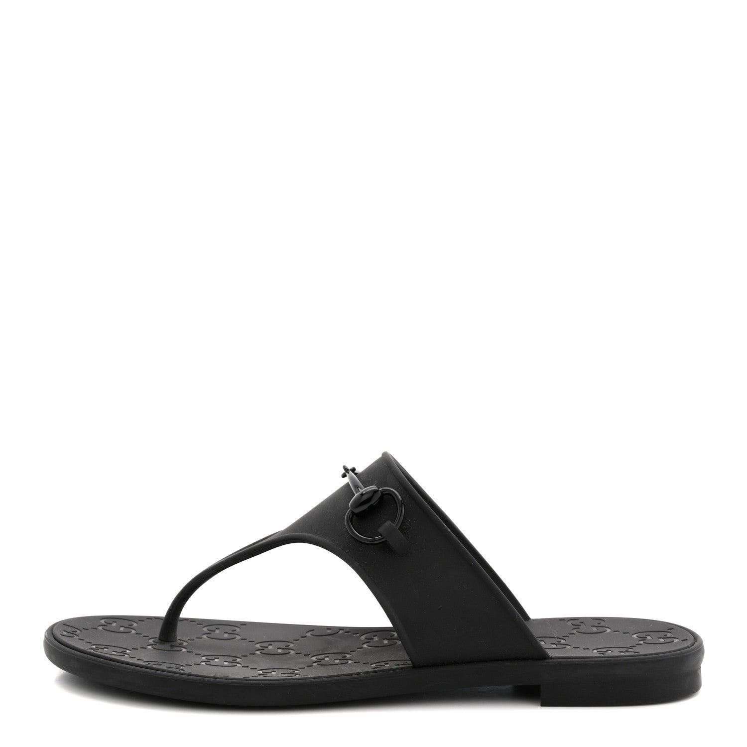 Rubber Womens Horsebit Thong Sandals 38 Black
