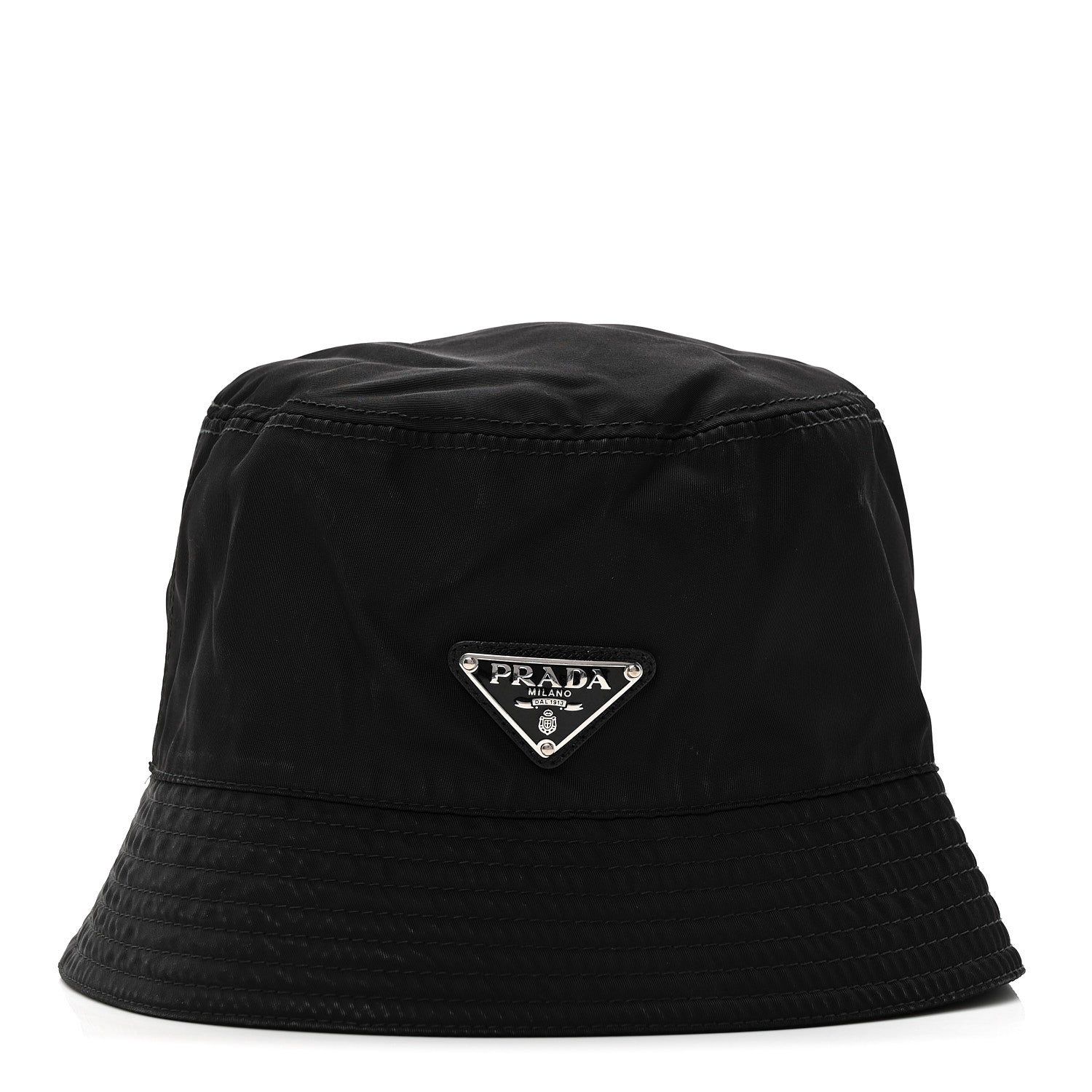 Re-Nylon Metal Triangle Logo Womens Bucket Hat M Black