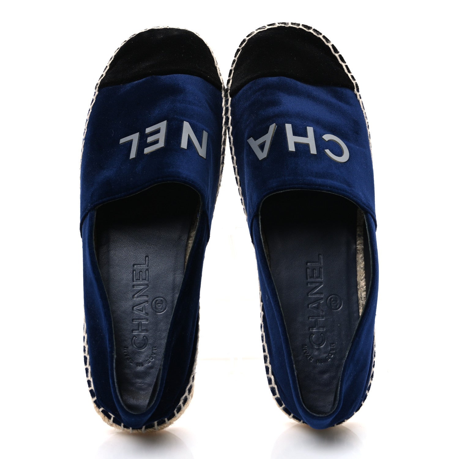 Velvet Logo Espadrilles 38 Navy Black
