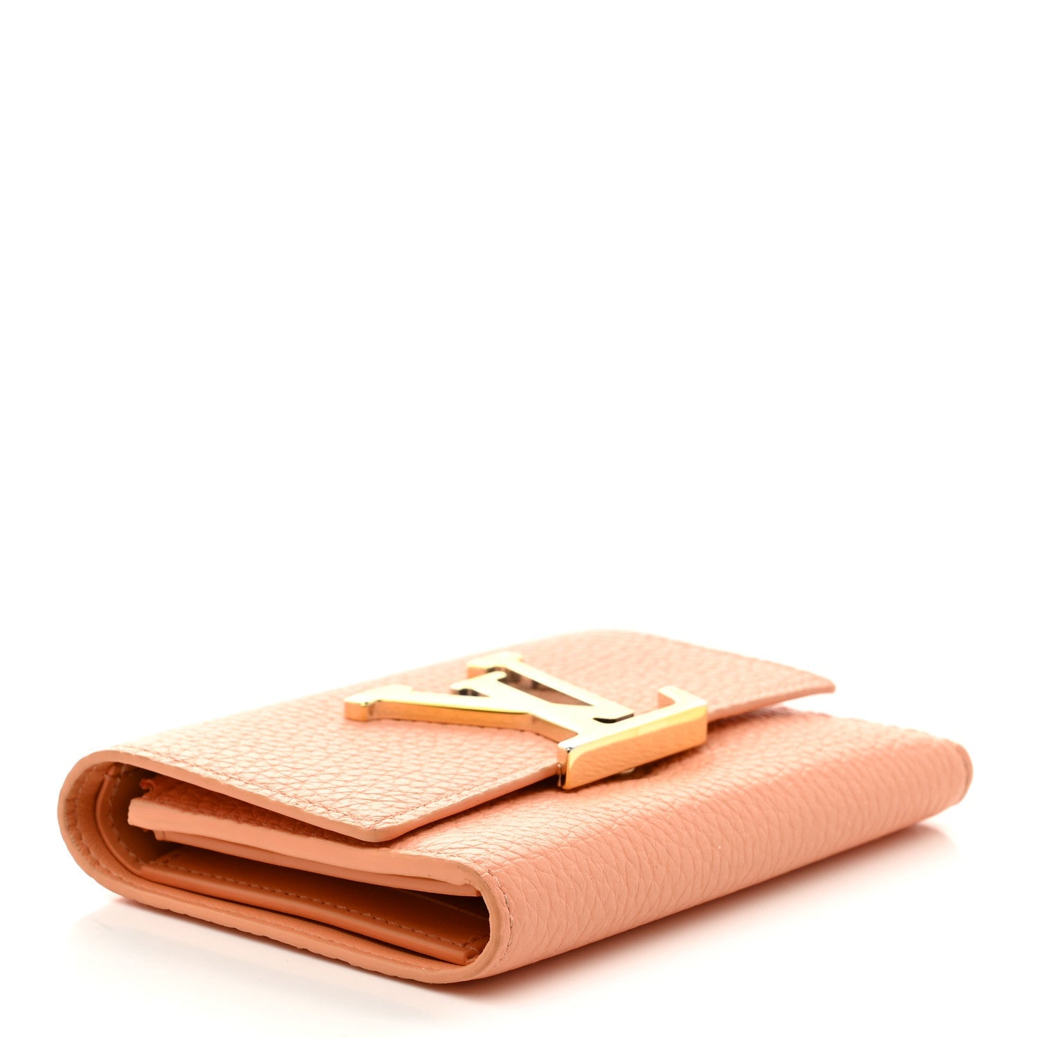 Taurillon Capucines Compact Maxi Wallet Apricot Orange
