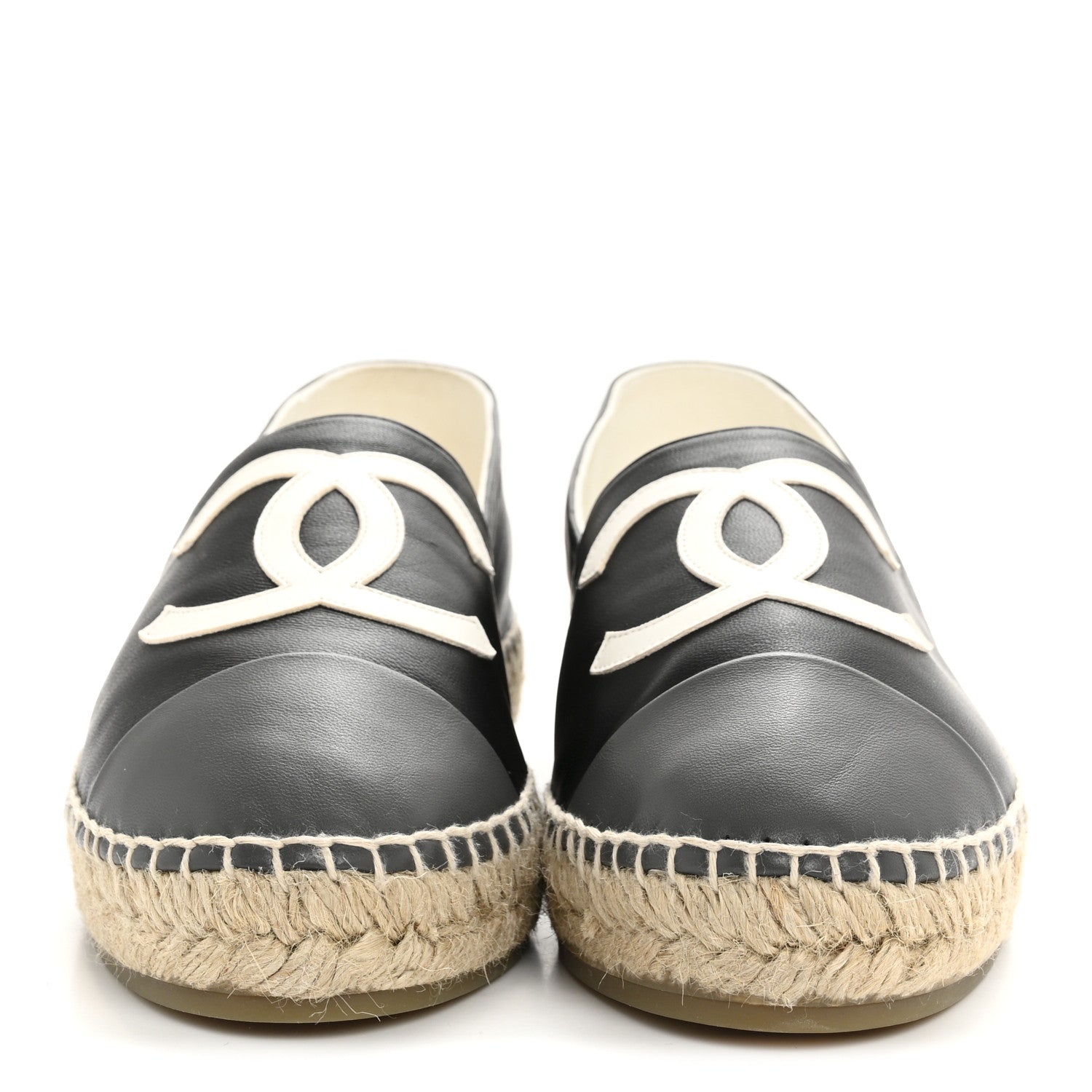 Lambskin CC Espadrilles 41 Black White Grey