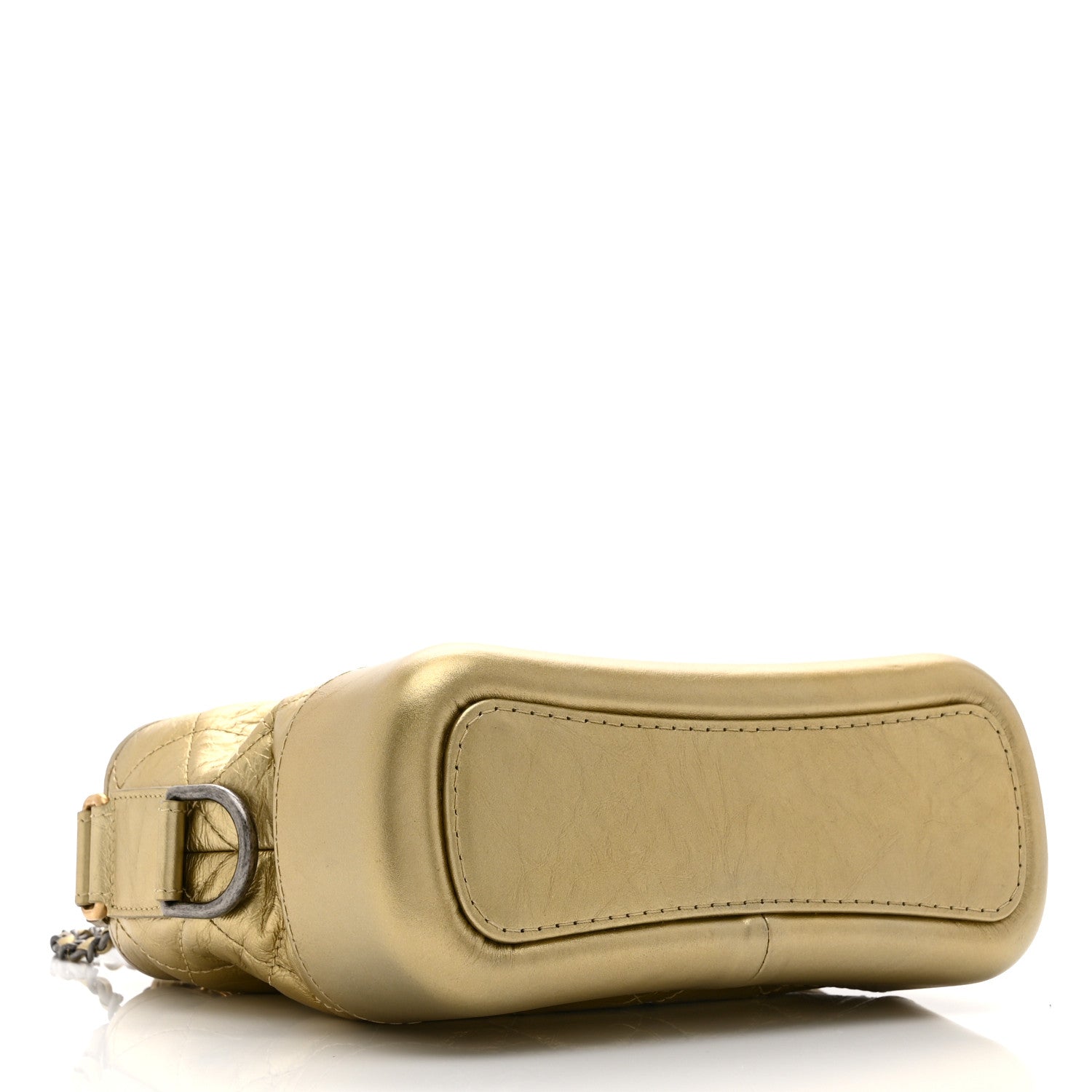 Metallic Aged Calfskin Quilted Small Gabrielle Hobo Gold